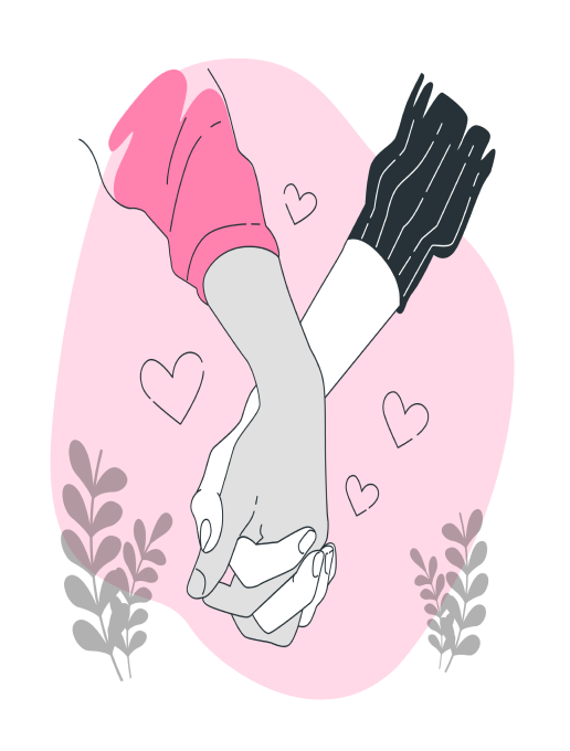 amoureux se prennent la main